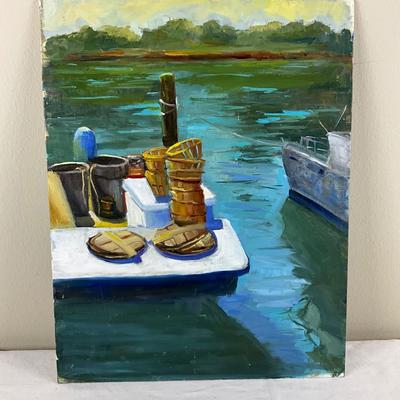 113 Original Oil Painting "Oyster Baskets" by Kathie Rogers