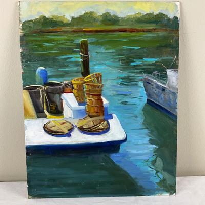 113 Original Oil Painting "Oyster Baskets" by Kathie Rogers