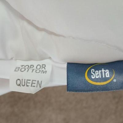 Queen size bed with slate inlayed headboard and footboard includes Denver Serta Mattress & Boxspring