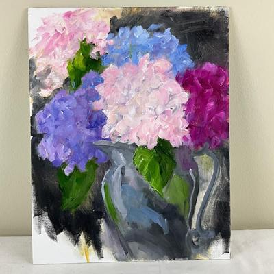 118 Original Oil Painting Pink and Blue Hydrangea Flowers by Kathie Rogers