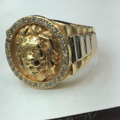 14 k Gold diamond ring size 12 24g