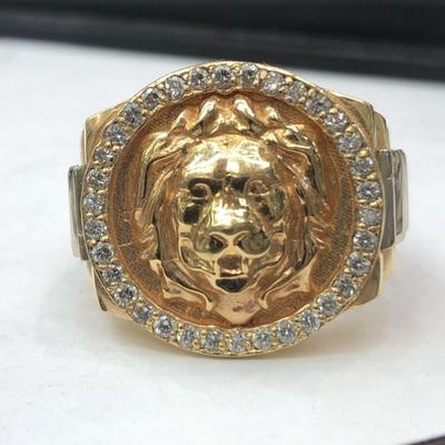 14 k Gold diamond ring size 12 24g
