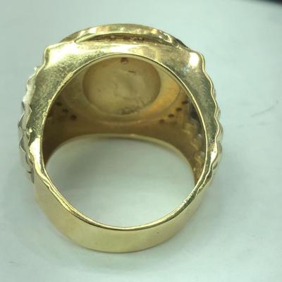14 k Gold diamond ring size 12 24g