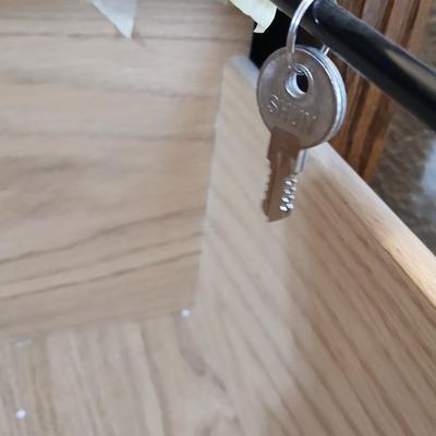 Golden Oak Two Drawer File cabinet with two keys