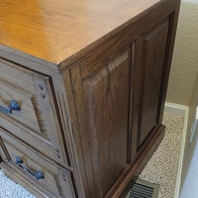 Golden Oak Two Drawer File cabinet with two keys