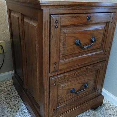 Golden Oak Two Drawer File cabinet with two keys