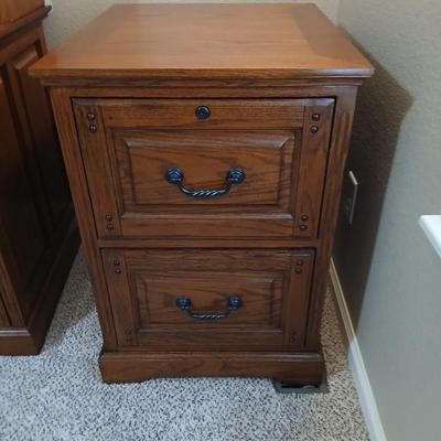 Golden Oak Two Drawer File cabinet with two keys
