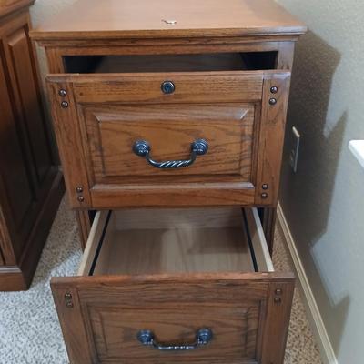 Golden Oak Two Drawer File cabinet with two keys