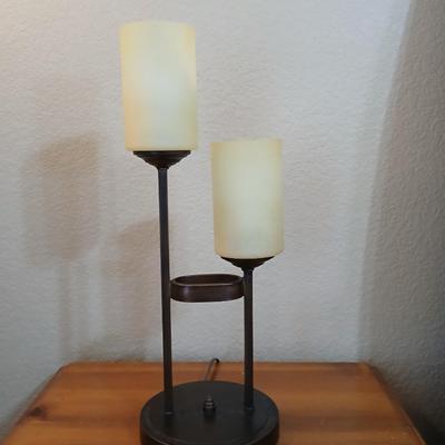 Portfolio 22.5-in Oil-Rubbed Bronze Up-light Table Lamp with Glass Shade