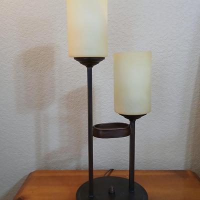 Portfolio 22.5-in Oil-Rubbed Bronze Up-light Table Lamp with Glass Shade
