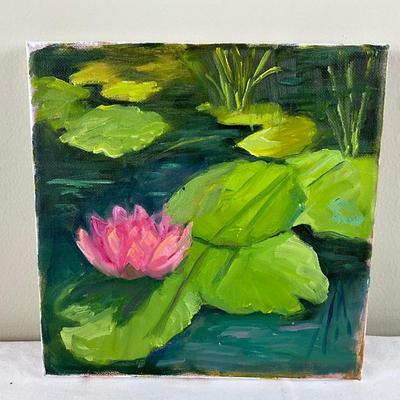 126 Original Oil Painting " Pink Lily Pad" by Kathie Rogers