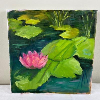 126 Original Oil Painting " Pink Lily Pad" by Kathie Rogers
