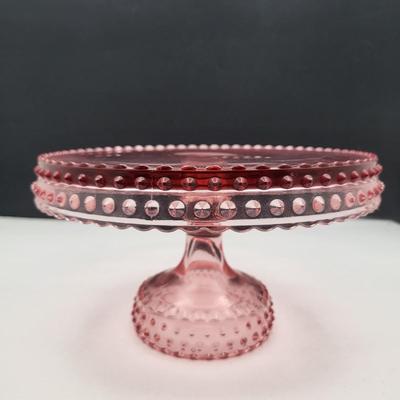 Vintage Pink Hobnail & Depression Glass Cake Platters