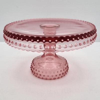 Vintage Pink Hobnail & Depression Glass Cake Platters