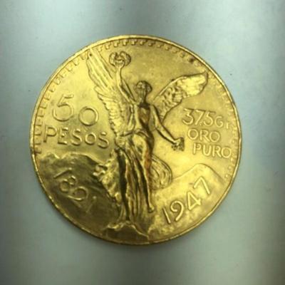 Solid gold 50 pesos coin 37.5 g
