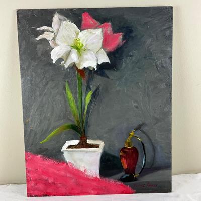 131 Original Oil Painting " White Amaryllis" Oil Painting by Kathie Rogers