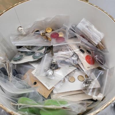 Massive Vintage Buttons Lot In Hat Box