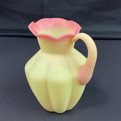 -18- URANIUM | Fenton Burmese Art Glass Pitcher