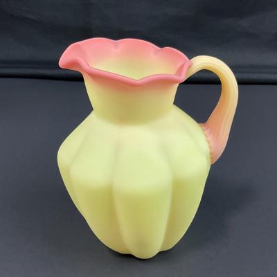 -18- URANIUM | Fenton Burmese Art Glass Pitcher