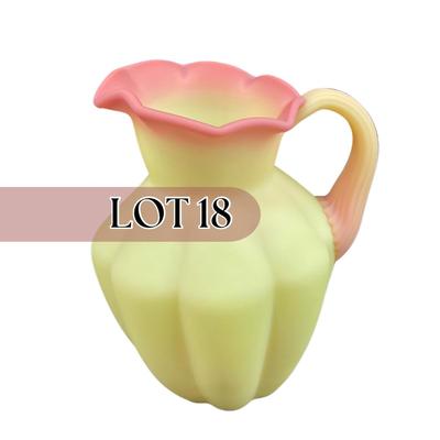 -18- URANIUM | Fenton Burmese Art Glass Pitcher