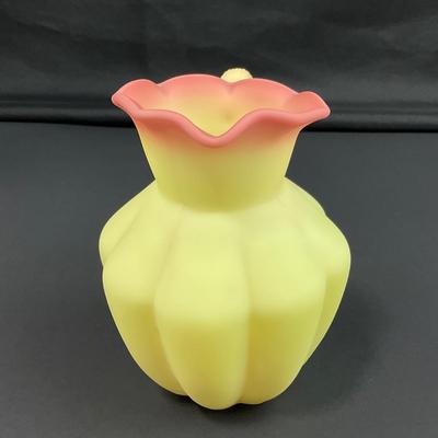 -18- URANIUM | Fenton Burmese Art Glass Pitcher