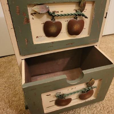 Two Decorative Wood Drawer Storage Boxes