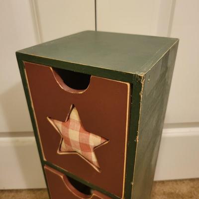 Two Decorative Wood Drawer Storage Boxes