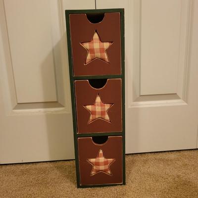 Two Decorative Wood Drawer Storage Boxes