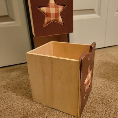 Two Decorative Wood Drawer Storage Boxes