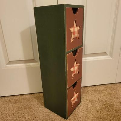 Two Decorative Wood Drawer Storage Boxes