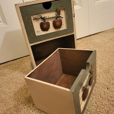 Two Decorative Wood Drawer Storage Boxes