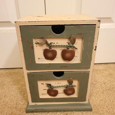 Two Decorative Wood Drawer Storage Boxes