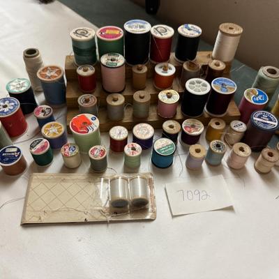 Giant assortment of thread & wooden holder