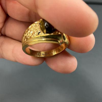 -26- FINE JEWELRY | 18KT HGE Men’s Ring | Tigers Eye Stone