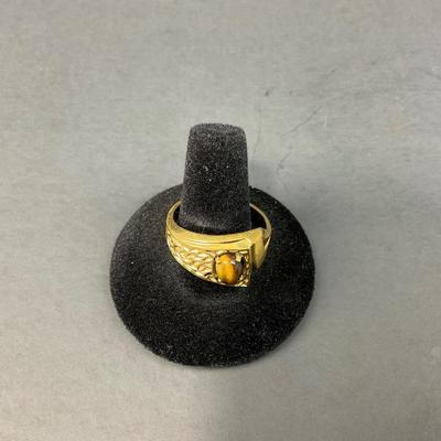 -26- FINE JEWELRY | 18KT HGE Men’s Ring | Tigers Eye Stone
