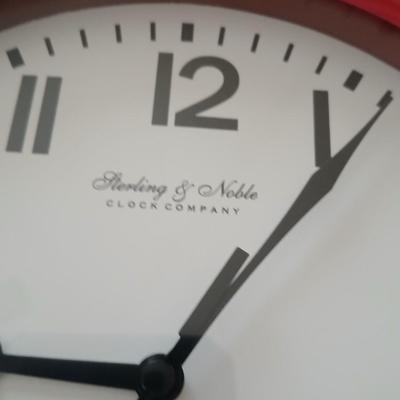 Firey Floral I 20 x 20 Made on Earth framed wall art with Sterling & Noble clock company wall clock