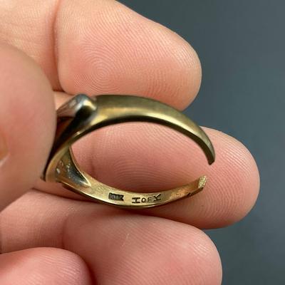 -30- FINE JEWELRY | 10KT Diamond & Blue Stone Ring | Cut