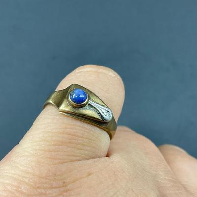 -30- FINE JEWELRY | 10KT Diamond & Blue Stone Ring | Cut