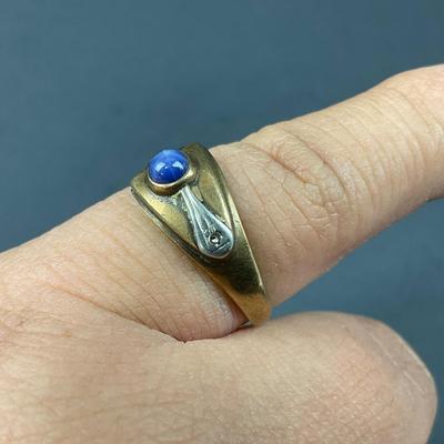 -30- FINE JEWELRY | 10KT Diamond & Blue Stone Ring | Cut