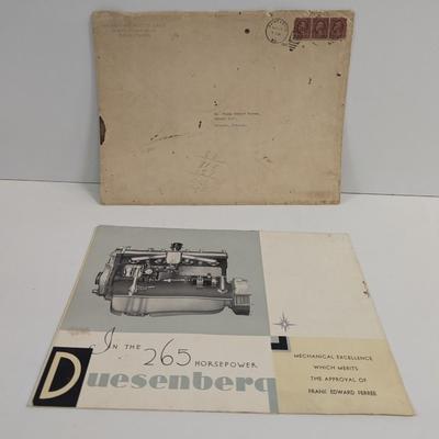 Duesenberg Motors Vintage 1930's Foldout Brochure