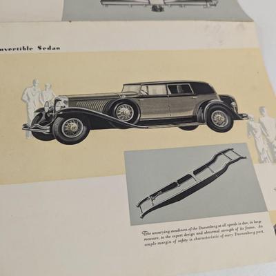 Duesenberg Motors Vintage 1930's Foldout Brochure