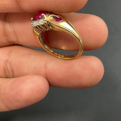 -31- FINE JEWELRY | 10KT Pink Heart & Diamond Ring | Marked