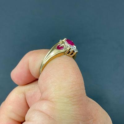 -31- FINE JEWELRY | 10KT Pink Heart & Diamond Ring | Marked
