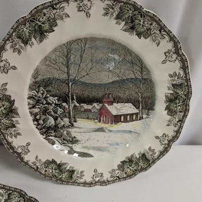 Set Of 8 Vintage Johnson Brothers The Friendly Village Pattern Plates Made In England