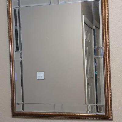 GTC International Bronze framed wall mirror with beveled glass design - can be hung horizontal or vertical