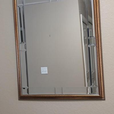GTC International Bronze framed wall mirror with beveled glass design - can be hung horizontal or vertical
