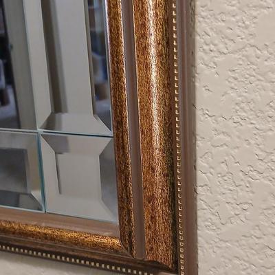 GTC International Bronze framed wall mirror with beveled glass design - can be hung horizontal or vertical