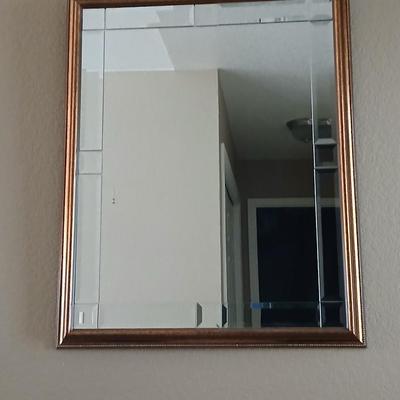 GTC International Bronze framed wall mirror with beveled glass design - can be hung horizontal or vertical
