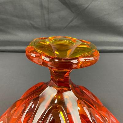 -35- VIKING | 6 Petal Persimmon Orange Handkerchief Vase Compote