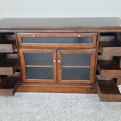 TV Media cabinet with inlayed slate diamonds on doors